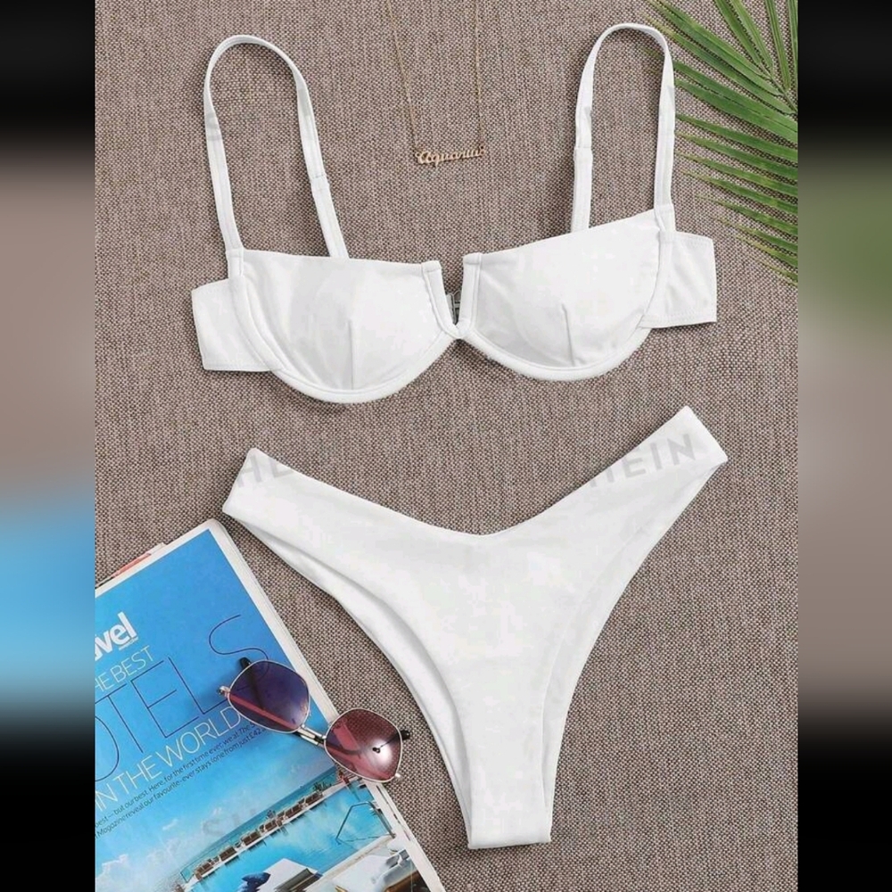 SHEIN Ribbed Underwire High Cut Bikini Set